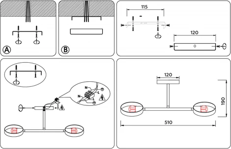 Потолочная люстра на штанге Ambrella TRADITIONAL TR8222 (220V)