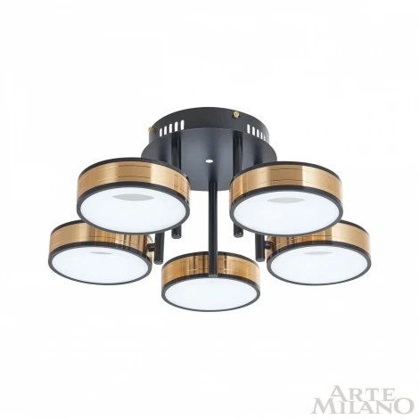 Потолочная люстра на штанге Arte Milano 271040/5R BK/GD (LED, 220V, круглые)