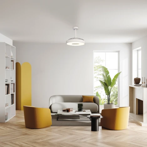 Потолочная люстра светодиодная с вентилятором Mantra Coin 8216 (регулировка яркости, 220V, пульт управления, круглые)