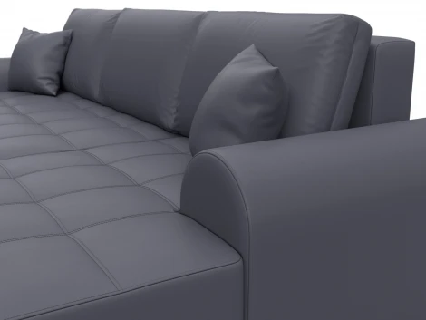 Диван угловой Лига-080 угол правый (ДСП/Пластик/Экокожа/Серый) Лига Диванов 134754