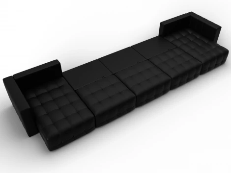 Диван П-образный Лига-052 НПБ МегаЛонг (ЛДСП,Брус,Фанера/Пластик/Экокожа/Черный) Лига Диванов 129924