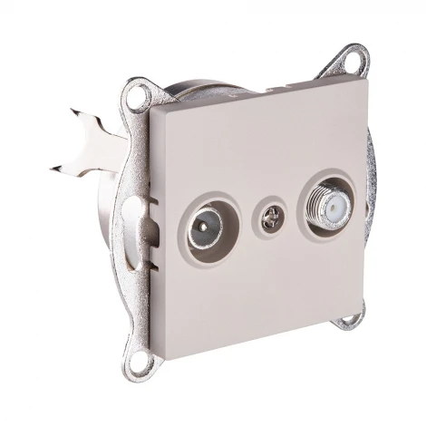 Розетка двойная TV (мама) + спутниковая SAT кашемир матовый Kollinger REA-035CM для Aspekt, Eleganz, Reflex