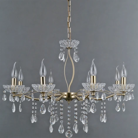 Подвесная люстра ILLUMICO IL0265-8PSQ-24 AB CASTOR (220V, на цепи, подсвечник, свеча)
