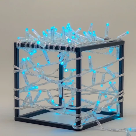 Гирлянда Нить с колпачком 10м небесно-голубая 24В, 100 LED, провод прозрачный ПВХ, IP65 Laitcom PST100CAP-10-1SB