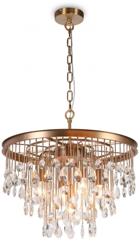Подвесная люстра каскадная Maytoni Linn MOD091PL-05G (220V, хрусталь, подвески, на цепи)