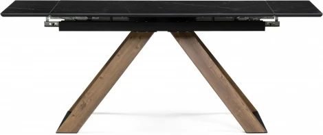 Стеклянный стол Гарднер 140 (Гарднер 140(200)х80х76 черный мрамор / орех кантри) Woodville арт.588025