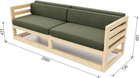 Диван Arsko Магнус Б сосна велюр зеленый