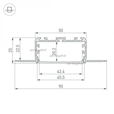 Профиль KLUS-POWER-W50H25-F-HIDE-2000 (Алюминий) 028918 Arlight