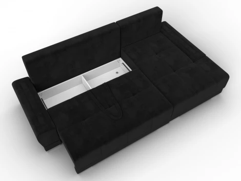 Диван угловой Лига-119 угол правый (ДСП,Брус,Фанера,ЛДС,Велюр/Черный) Лига Диванов 137094