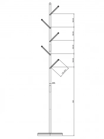 Вешалка напольная Пико 8 черный/металлик/торос графит софт Mebelik 009588