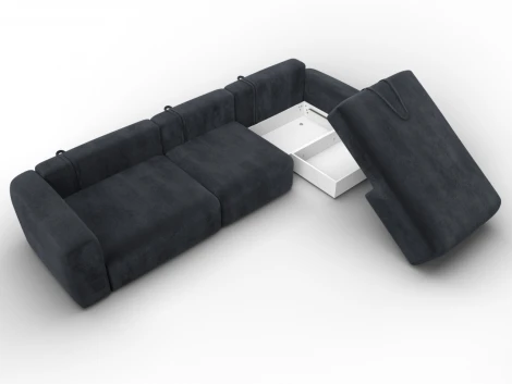 Диван угловой Лига-066 НПБ Лонг угол правый (ЛДСП,Фанера,Брус,Велюр/Темно-серый) Лига Диванов 131229