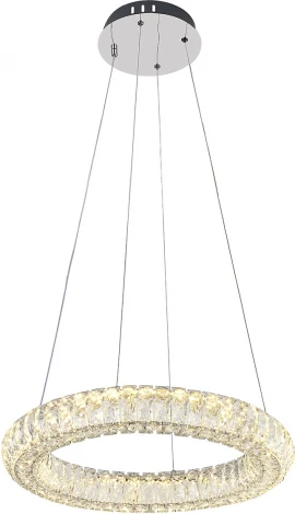 Подвесной светодиодный светильник Escada Royal 620/S LED 50Вт, 3000К-6000К, ПДУ, изменение цветовой температуры, металл/хрусталь, хром/прозрачный (регулировка яркости, 220V, на тросе, кольцо)