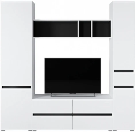 Модульная гостиная Сейдиль комплектация 4 (Сейдиль белый премиум / черный / белый глянец комплектация 4) Mobi арт.567936