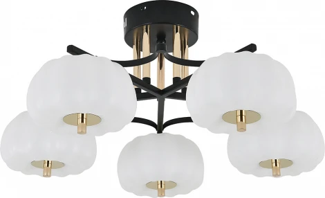 Потолочный светодиодный светильник на штанге Escada Halma 10301/5LED 50Вт, 3720лм, 3000-6000K, Ra>80, изменение цветовой температуры с помощью выключателя, металл/пластик, черный/белый/золото (220V)