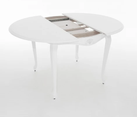 Стол Кабриоль D105, Эмаль белая/Патина серебро, Аврора