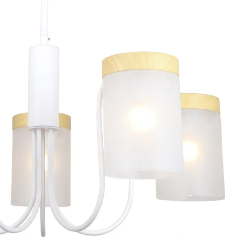 Потолочная люстра на штанге Escada Harmony 5x40Вт E14, металл/стекло, белый/дерево, матовый плафон (220V)