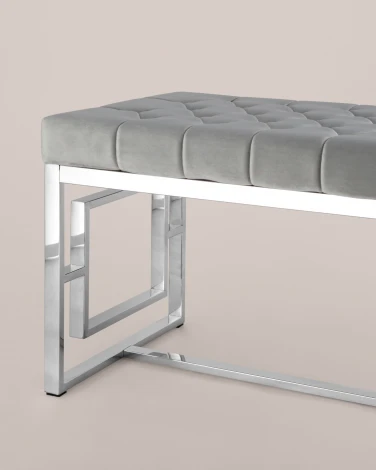 Банкетка-скамейка Stool Group БРУКЛИН велюр серый сталь серебро УТ000001878