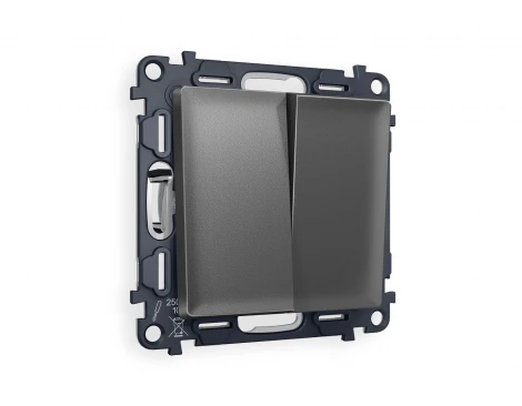 Комплект механизма двухклавишного перекрестного выключателя встраиваемый (антрацит серый) Ambrella Volt QUANT MA653030