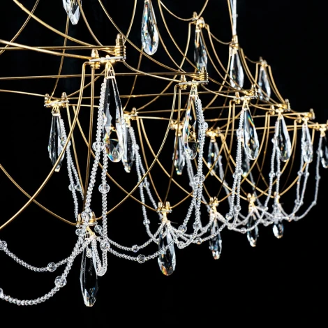 Подвесная люстра светодиодная хрустальная с пультом с регулировкой цветовой температуры Modelux ML.5603.1200P BS