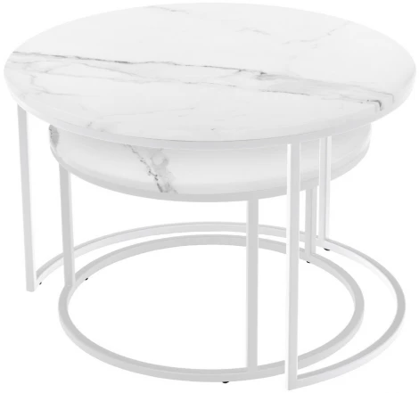 Набор кофейных столиков Tango белый мрамор с белыми ножками, 2шт Bradex Home RF 0351