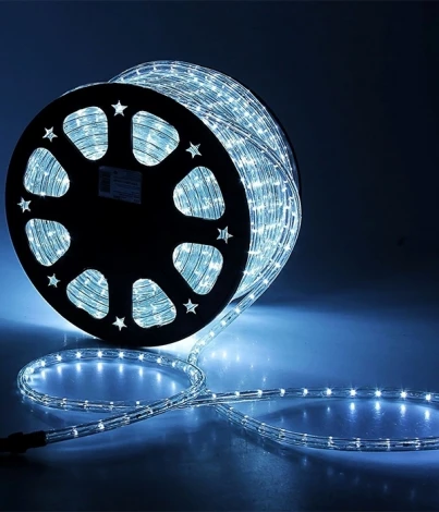 Светодиодный Дюралайт Ø13 мм Белый 24В, 36 LED/м, Свечение 360°, IP65, Бухта 100м