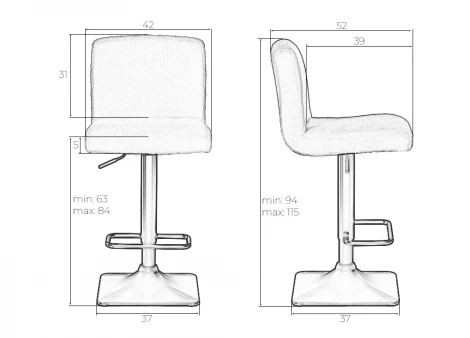 Набор 2 шт стул барный DOBRIN LEO (белый букле (13))
