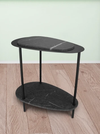 Стол журнальный МеталлАрт М036 черный мрамор/черный Mebelik 009500