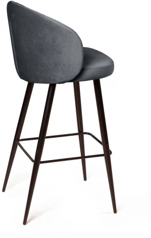 Стул барный Mont Blanc, бархат светло-серый 26 / черный конус Top Concept арт.18475