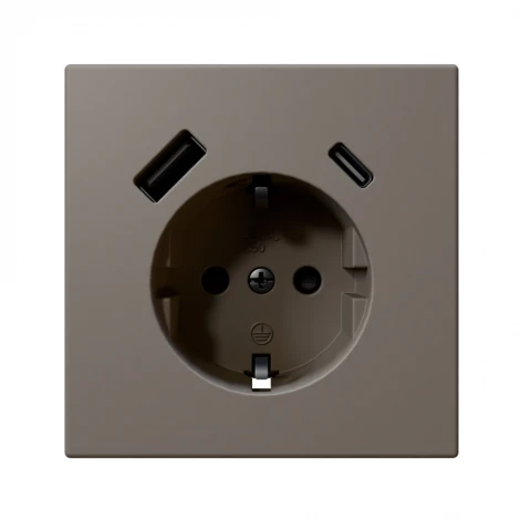 Розетка со шторками с USB Type A+С (тауп soft touch) Jasmart FD FD5501USB-25PTM