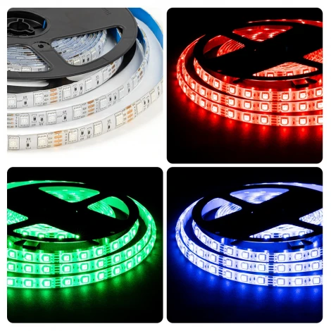 Светодиодная лента 12В 14,4Вт/м RGB SMD5050 60д/м IP65 ширина подложки 10мм, 5м OGM LSE-276