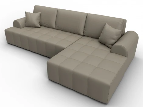 Диван угловой Лига-080 угол правый (ДСП/Пластик/Экокожа/Бежевый) Лига Диванов 134751