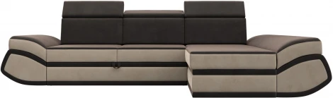 Диван угловой Лига-032 правый угол (Коричневый,Бежевый/Велюр) Лига Диванов арт.121646