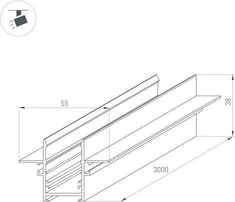 Трек магнитный встраиваемый MAG-TRACK-2538-FDW-3000 (BK, 5LN) (Arlight, IP20 Металл) 046286
