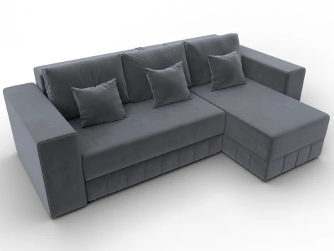 Диван угловой Лига-076 угол универсальный (ДСП/Пластик/Велюр/Серый) Лига Диванов 129843
