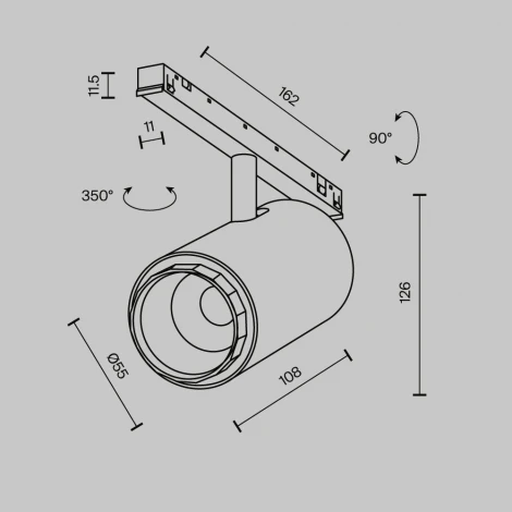 Трековый светильник низковольтный светодиодный 48V 12W 2700-6000К Maytoni Technical Focus Zoom TR244-4-12WTW-DD2-B