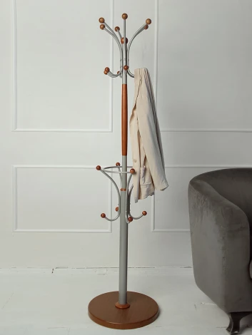 Вешалка напольная Д 2 металлик/ средне-коричневый от фабрики Mebelik