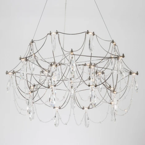 Подвесная люстра светодиодная хрустальная с пультом с регулировкой цветовой температуры Modelux ML.5603.600P СН