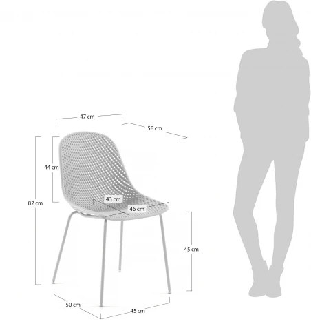 Обеденный стул La Forma (ex Julia Grup) Quinby (Белый/ Сталь,Полипропилен,Пластик,Металл)