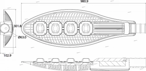 Светильник уличный консольный светодиодный Horoz Broadway, 1 плафон, серый