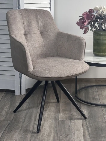 Стул НОРМАН 360 град., цвет BELLA-03/CYPRUS-03 латте, шенилл/замша / черный каркас M-City 64624