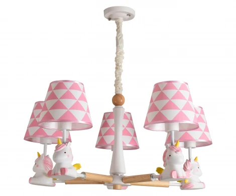 Подвесная люстра Kink Light Единорог 074153-5 (для детской, 220V, на цепи, для девочки)