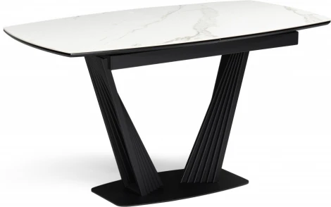 Керамический стол Notta Вейл 140(180)х80 белый мрамор snow white / черный арт.614248
