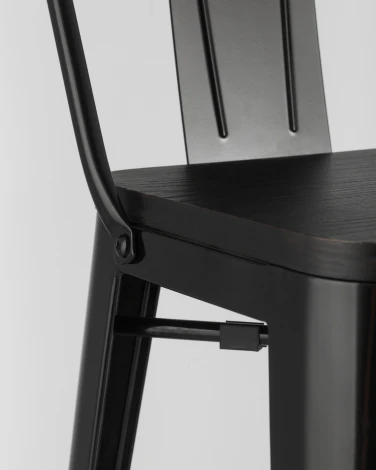 Стул барный Stool Group TOLIX WOOD со спинкой черный глянцевый УТ000000676