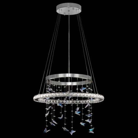 Подвесная люстра Citilux Etera CL322060 (регулировка яркости, LED, подвески, пульт управления, на тросе, кольцо, бабочки)