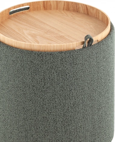 Пуф-столик с ящиком Хюгге S букле темно-серый, Stool Group