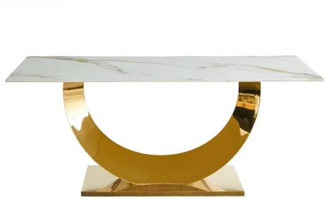 Стол обеденный IST-CASA Прайм IST-801, 180х90х76 см, жемчужный белый/золотой