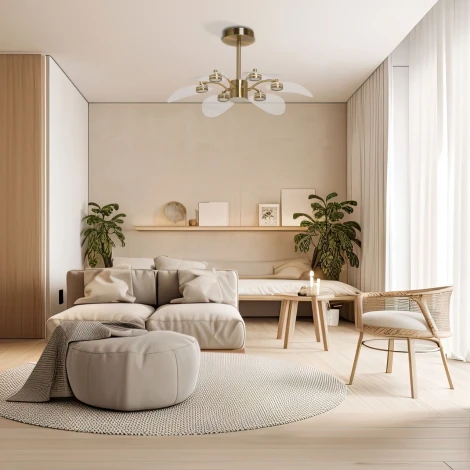 Потолочное люстра на штанге DeMarkt Гэлэкси 632017807 (LED, 220V, пульт управления, лепестки)