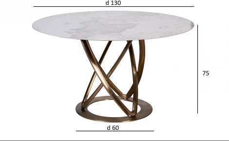 Стол обеденный белый керамика d130*75см Garda Decor арт.57EL-79000