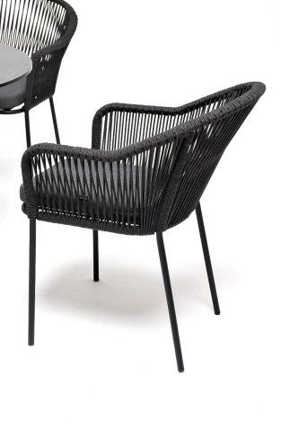 Обеденная группа на 4 персоны со стульями Лион темно-серый, круглый стол серый гранит 4SIS Лион LIO-CL4T1-5-SET D-gray