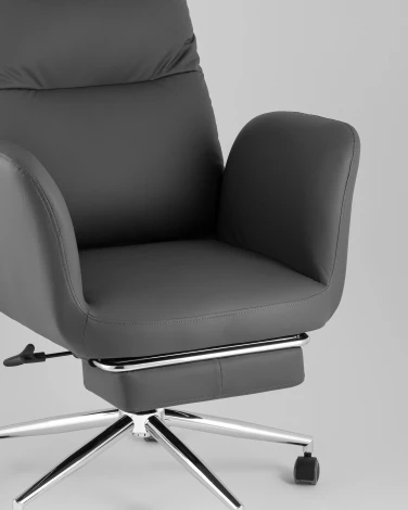 Кресло руководителя TopChairs Solid NC с оттоманкой серый УТ000041760